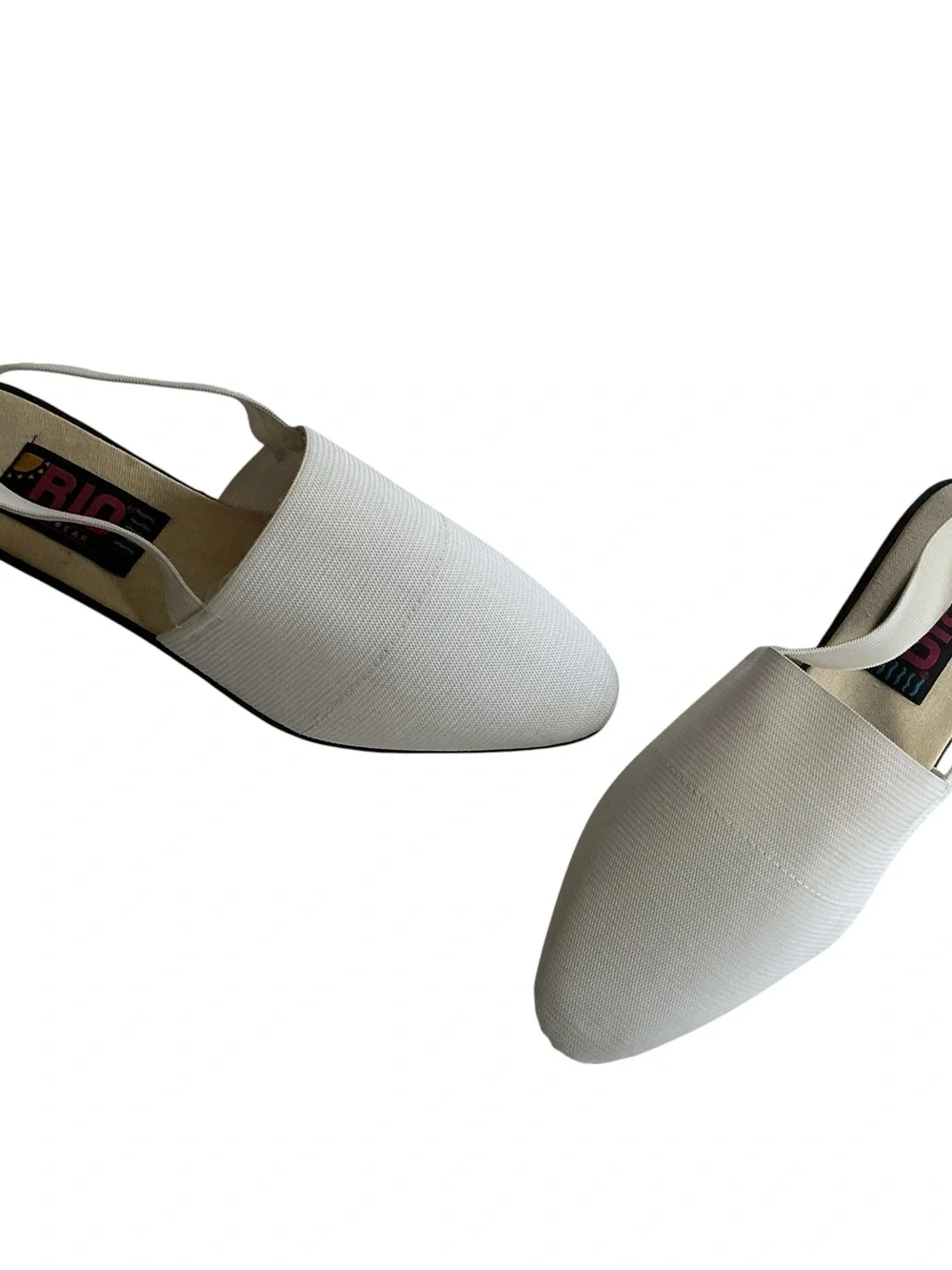 Vintage Rio Sunwear Off-White Canvas Slingback Flats - Women's Size 6